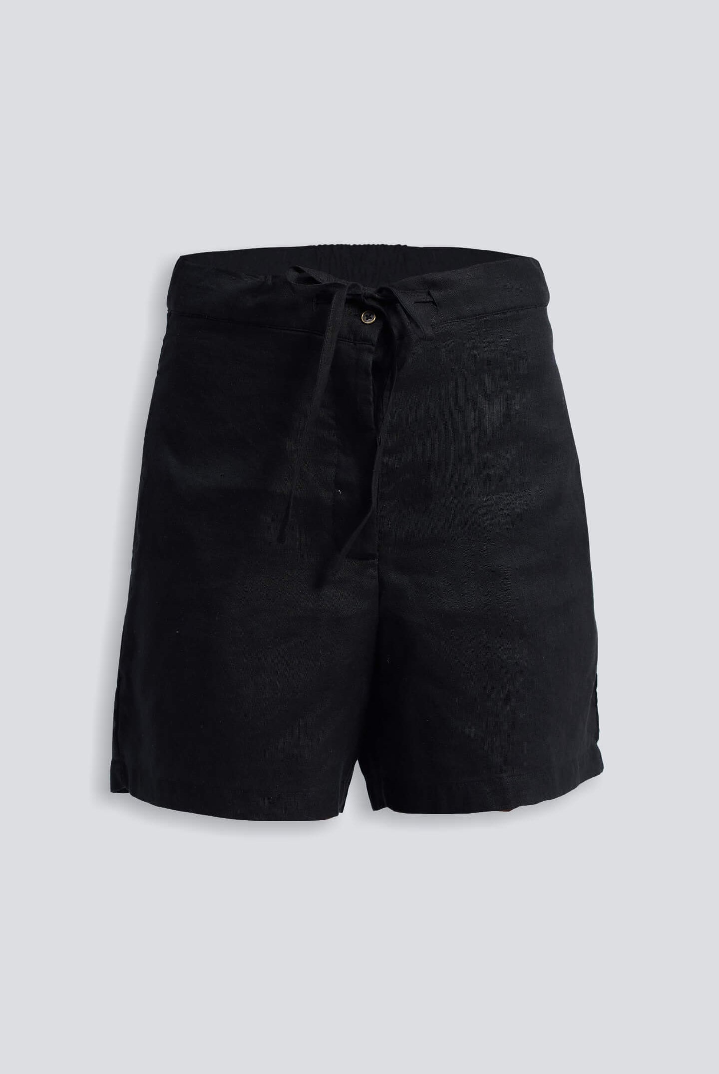 Hemp Shorts in Black Flat Lay