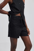 Hemp Vest Jacket Set in Black Closeup