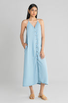 V neck Drawstring Romper in Dark Green
