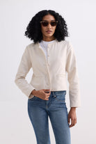 Lady Jacket in Cream Cotton Tweed Medium Shot