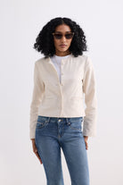Lady Jacket in Cream Cotton Tweed Medium Shot