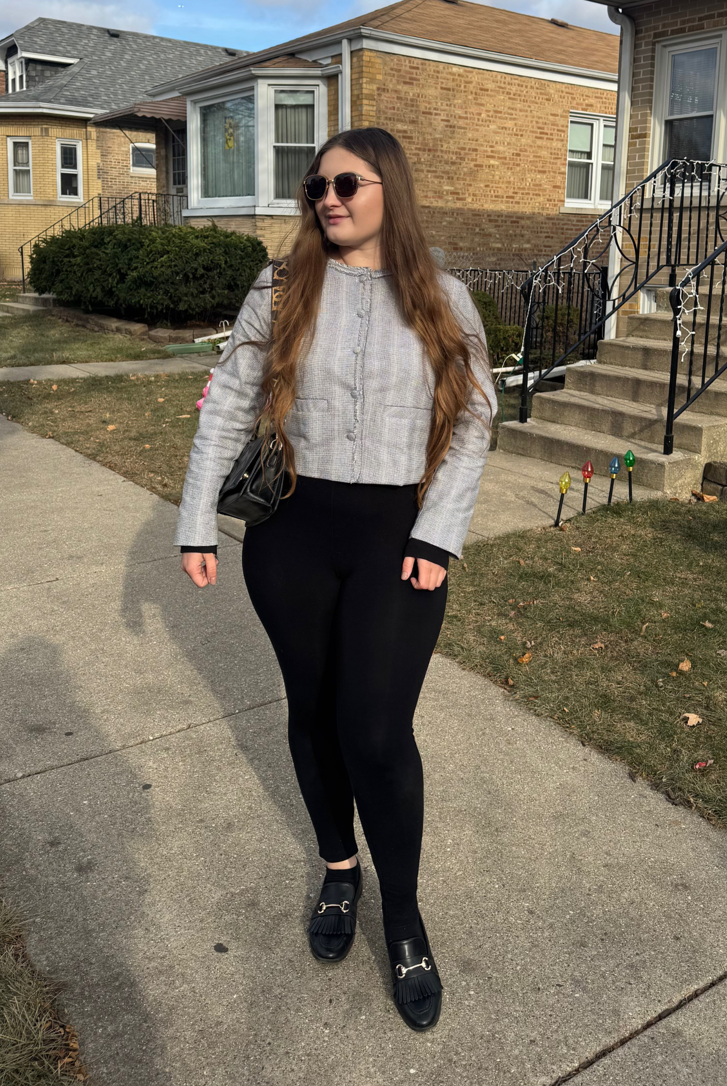 Lady Jacket in Grey Cotton Tweed moodshot