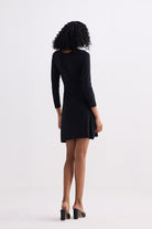 Long Sleeves Fitted Short Dress in Black Back