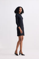 Long Sleeves Fitted Short Dress in Black Side