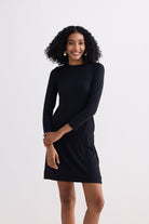 Long Sleeves Fitted Short Dress in Black Front