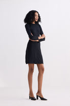 Long Sleeves Fitted Short Dress in Black Side