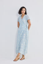 Maxi Wrap Dress in Florals Front