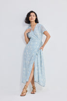 Maxi Wrap Dress in Florals Side