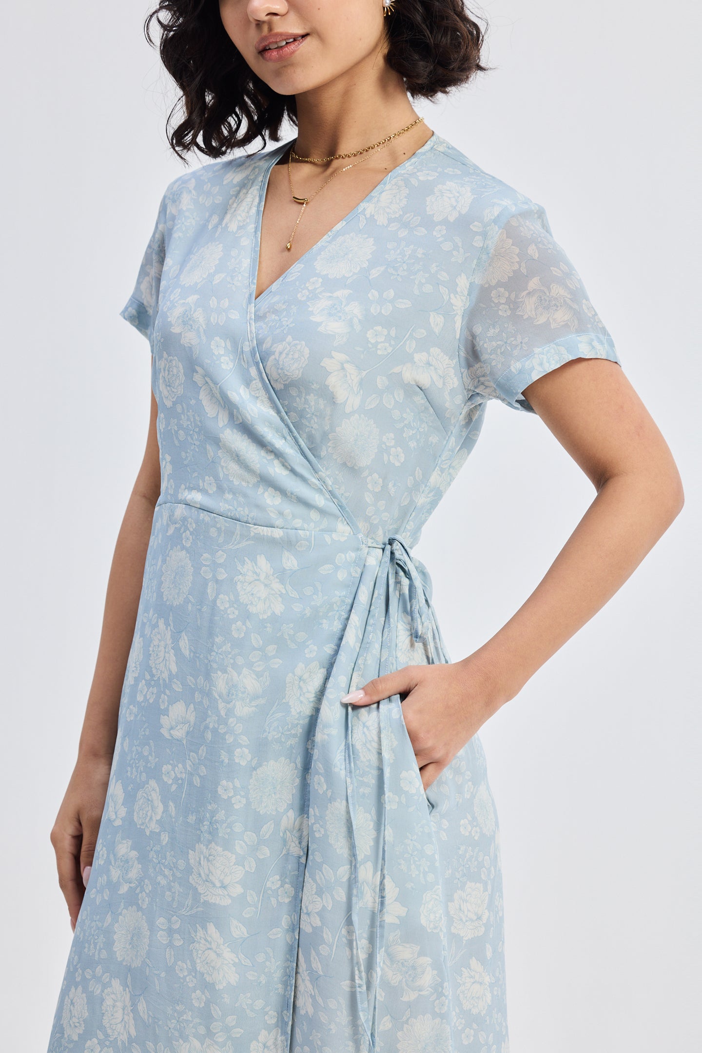 Maxi Wrap Dress in Florals Closeup