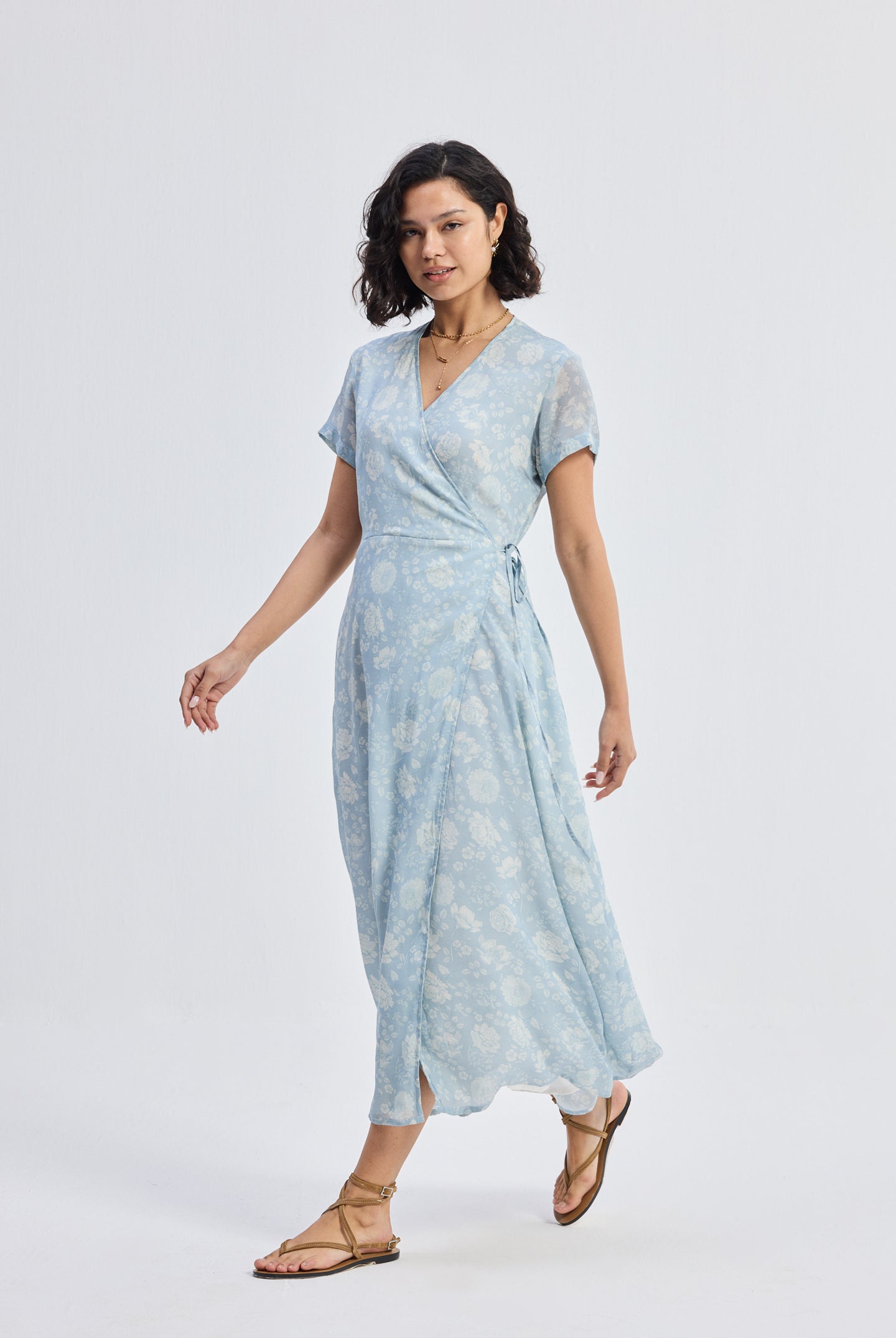 Maxi Wrap Dress in Florals Moodshot