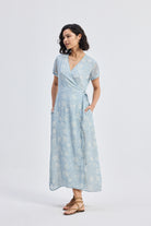 Maxi Wrap Dress in Florals Front