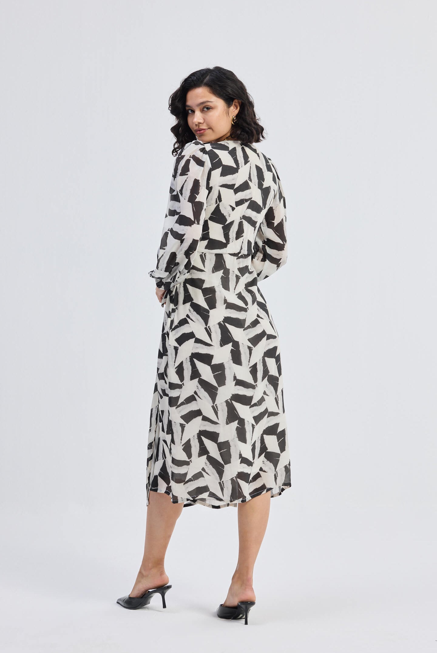 Midi Wrap Dress in Abstract Mosaic Front