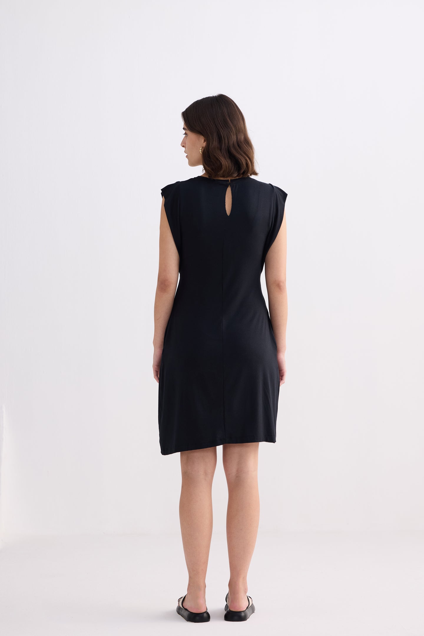 Muscle Tee Short Dress in Black Back