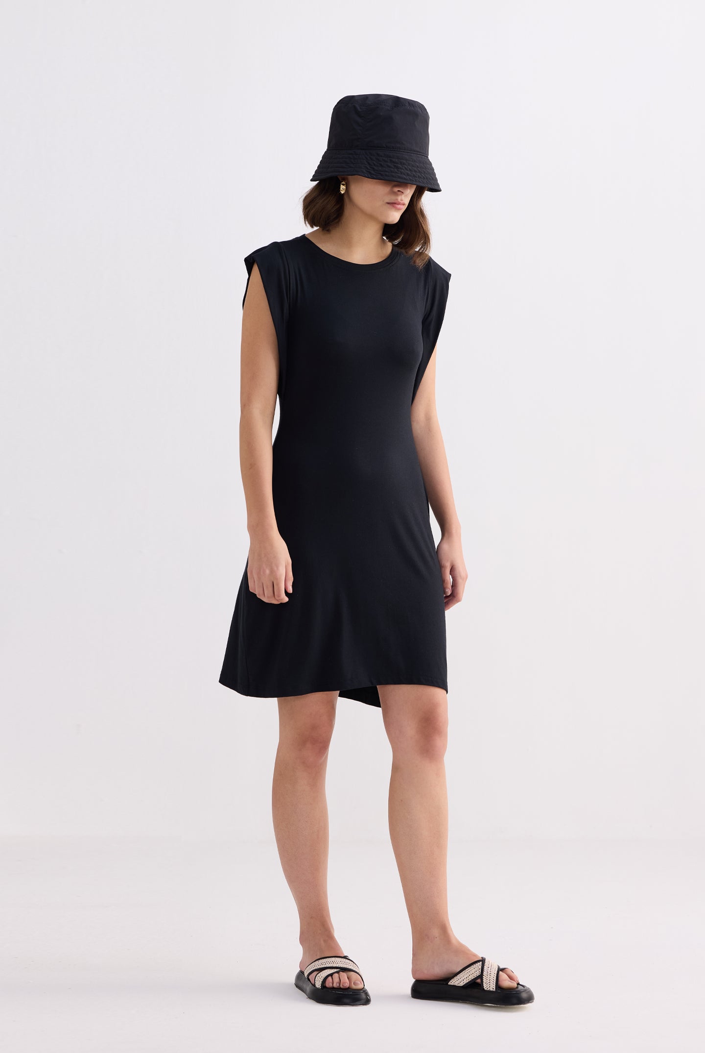 Muscle Tee Short Dress in Black Side
