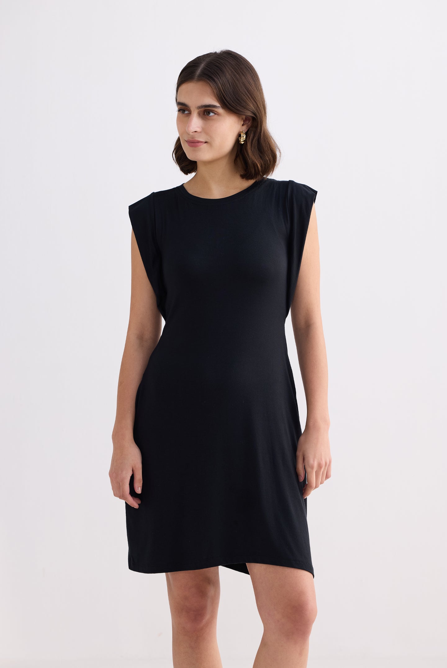 Muscle Tee Short Dress in Black Side