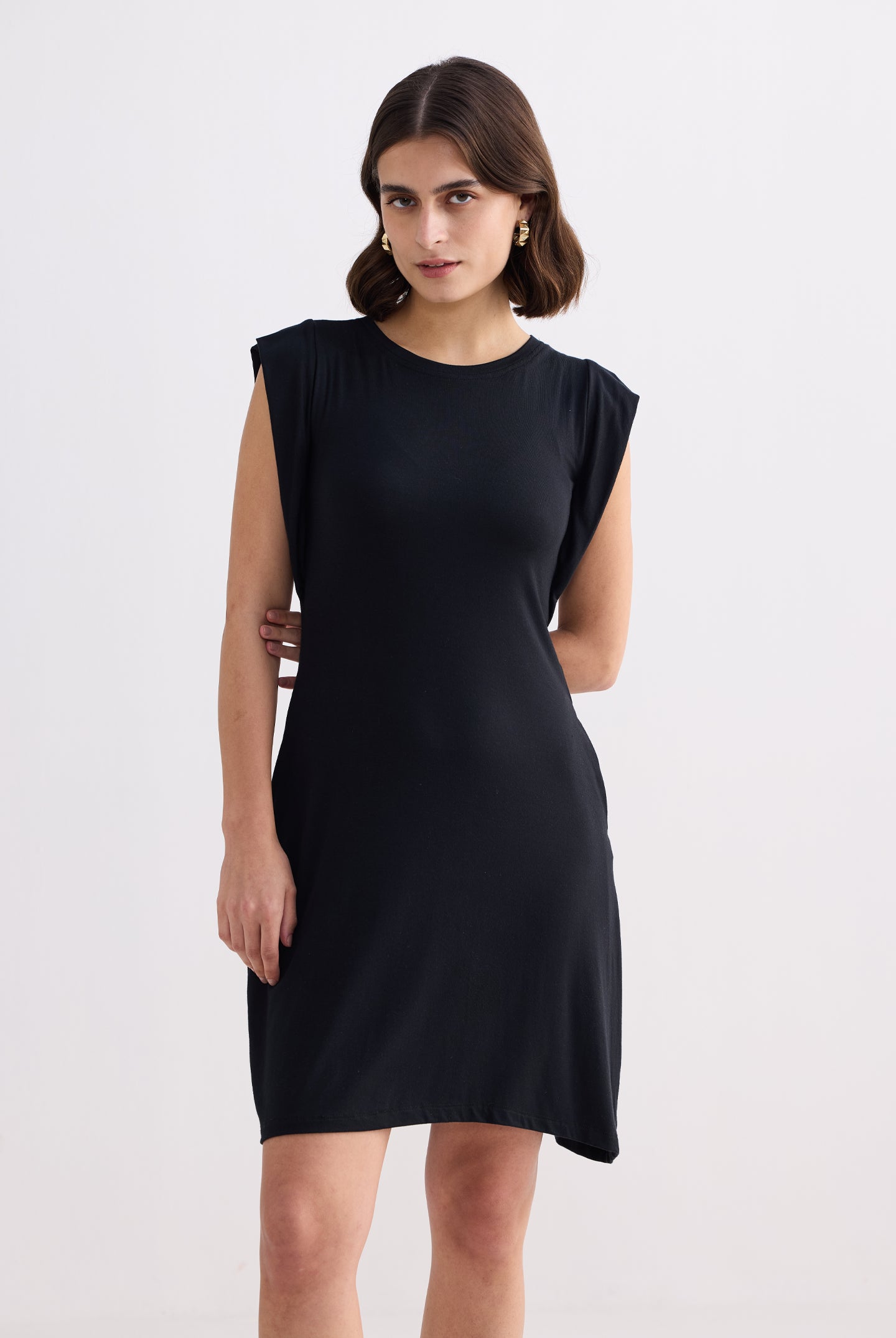 Muscle Tee Short Dress in Black Side