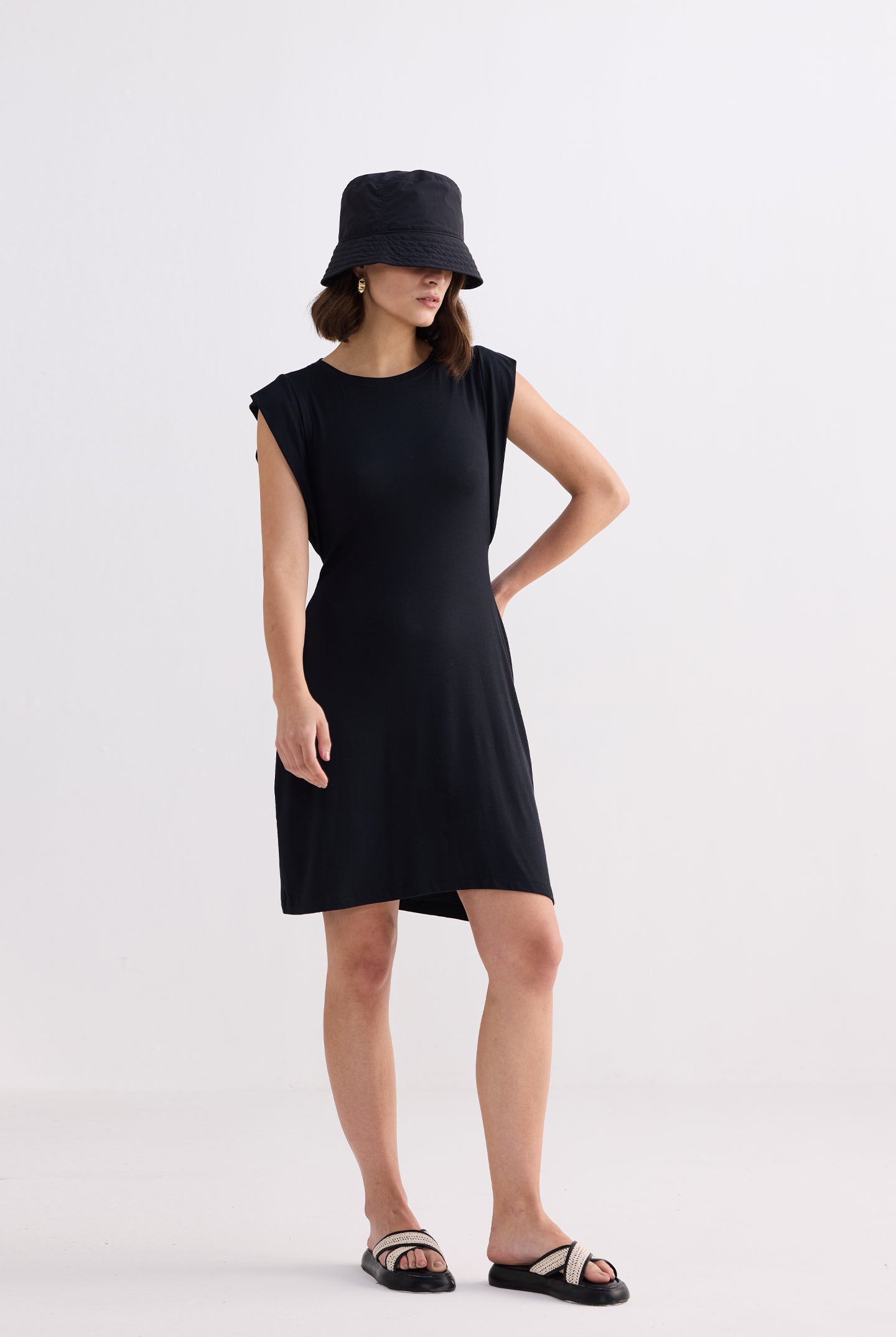 Muscle Tee Short Dress in Black Side