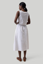 Overlap Midi White Skirt 04