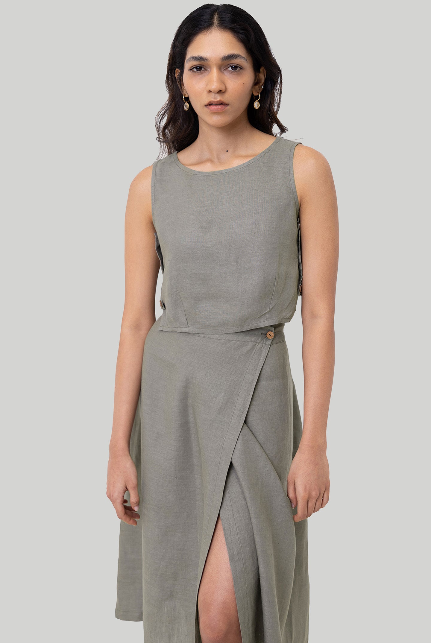 Breezy Hemp Summer Set in Dark Green