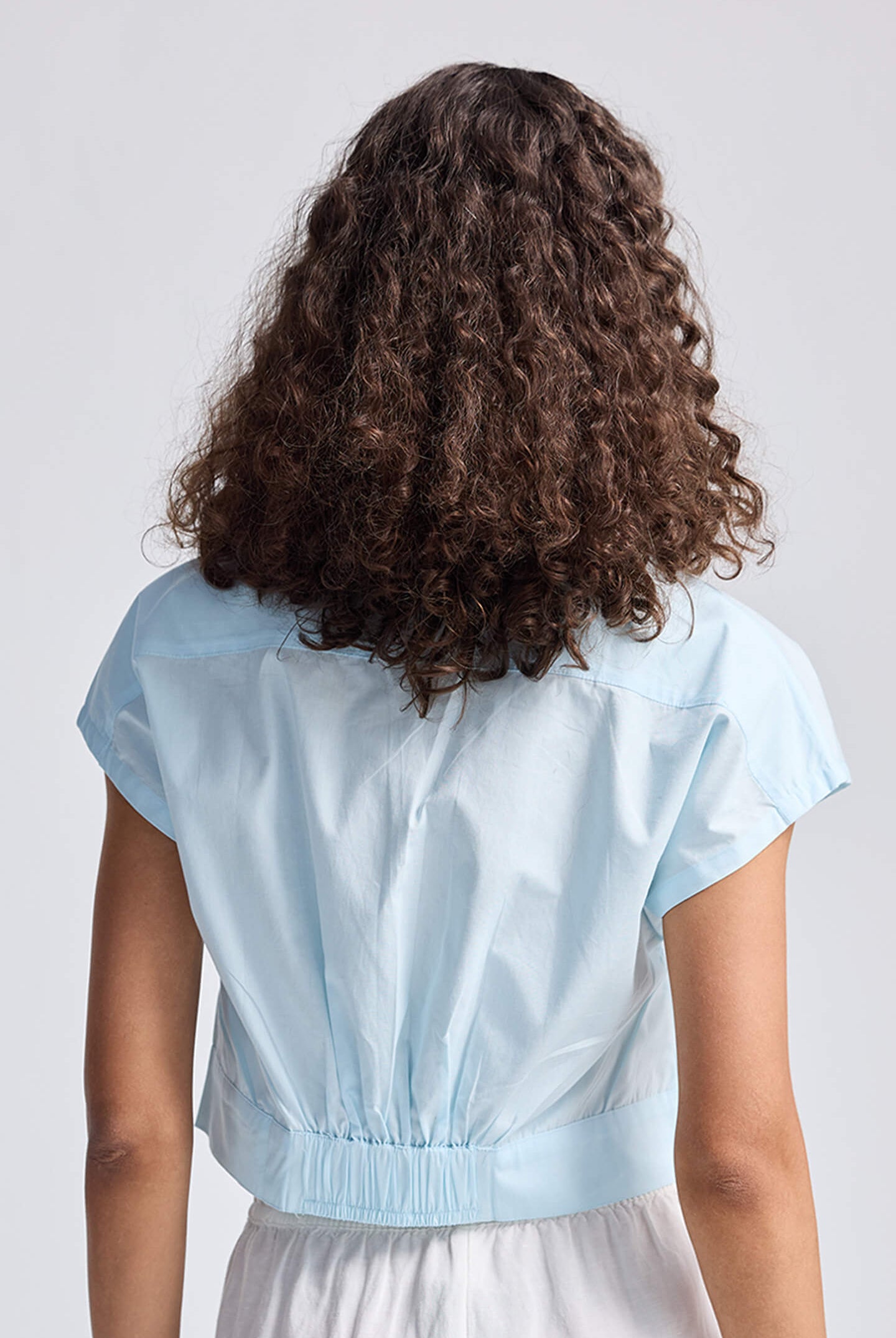 Oversized Crop Shirt in Summer Blue Back