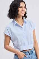 Oversized Crop Shirt in Classic Stripes Moodshot
