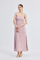 Perfect Floral Maxi with Tapered Straps in Pink Front
