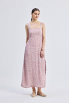 Perfect Floral Maxi with Tapered Straps in Pink Front