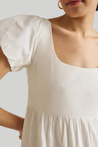 Puff Sleeve Tiered Dress in White