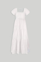 Puff Sleeve Tiered Dress in White