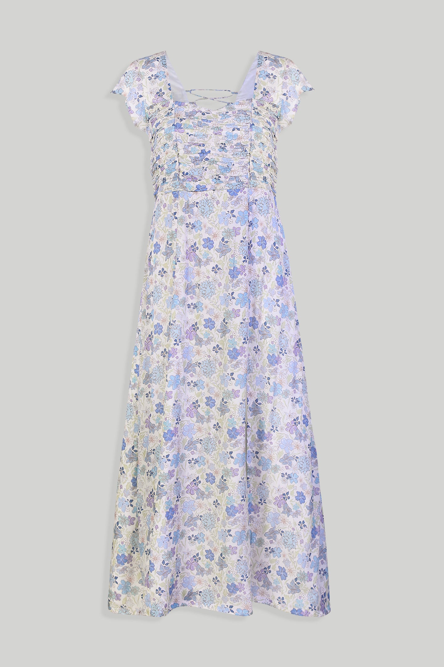 Ruched Blue Maxi Dress 07