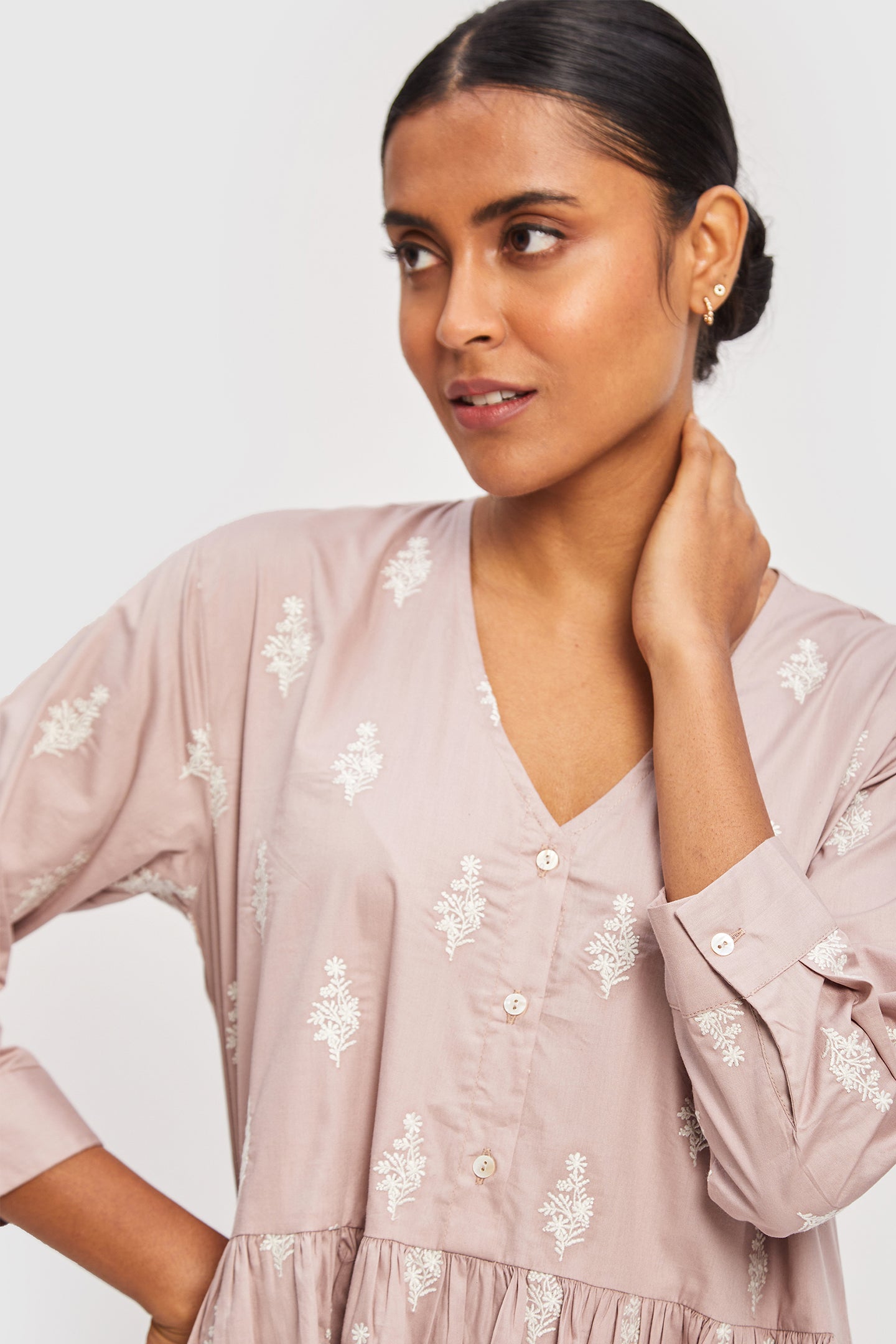 GATHERED EMBROIDERED DRESS 06