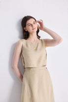 Boxy Crop Top in Neutral Beige Medium Shot
