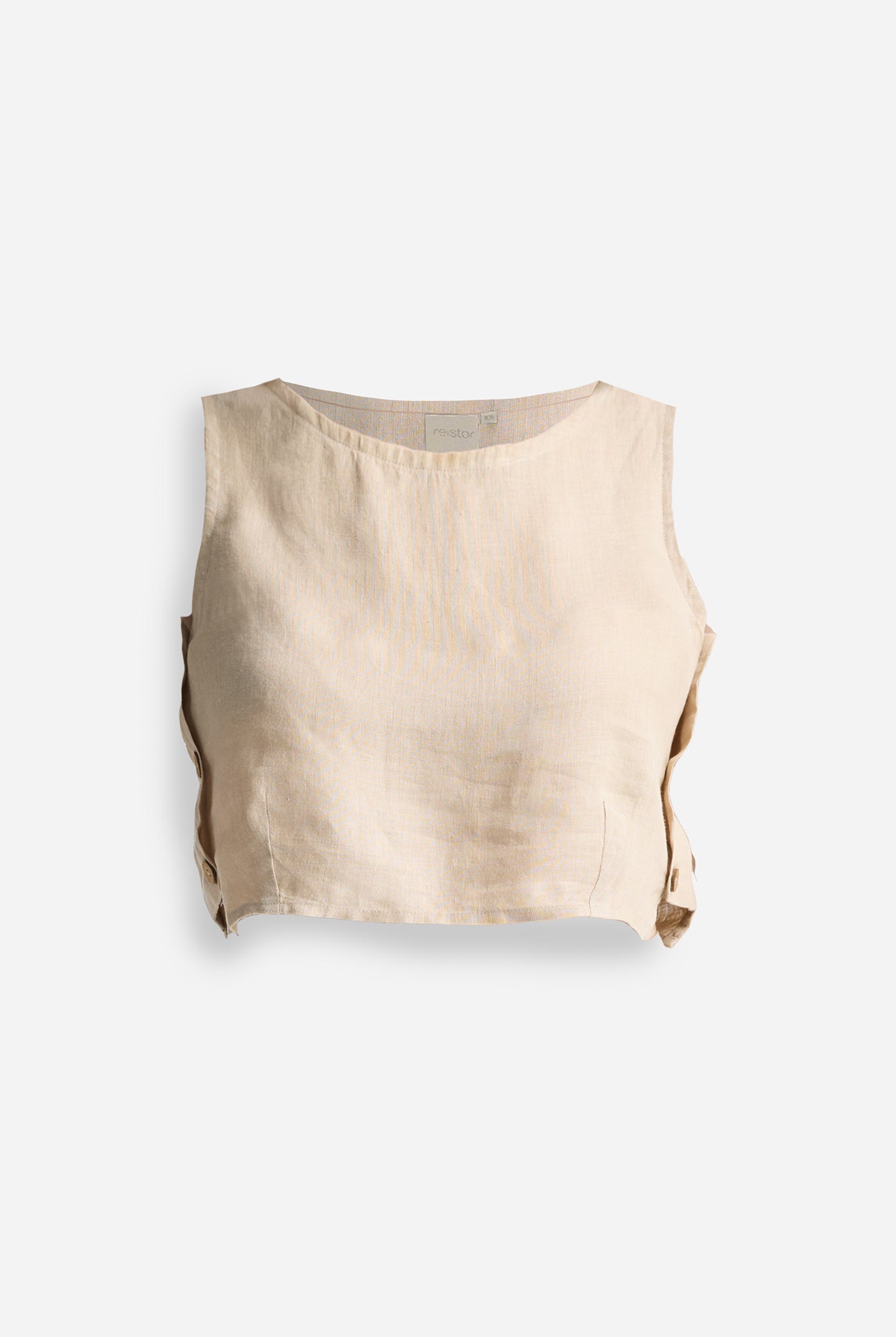 Boxy Crop Top in Neutral Beige Flat Lay