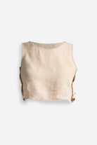 Boxy Crop Top in Neutral Beige Flat Lay