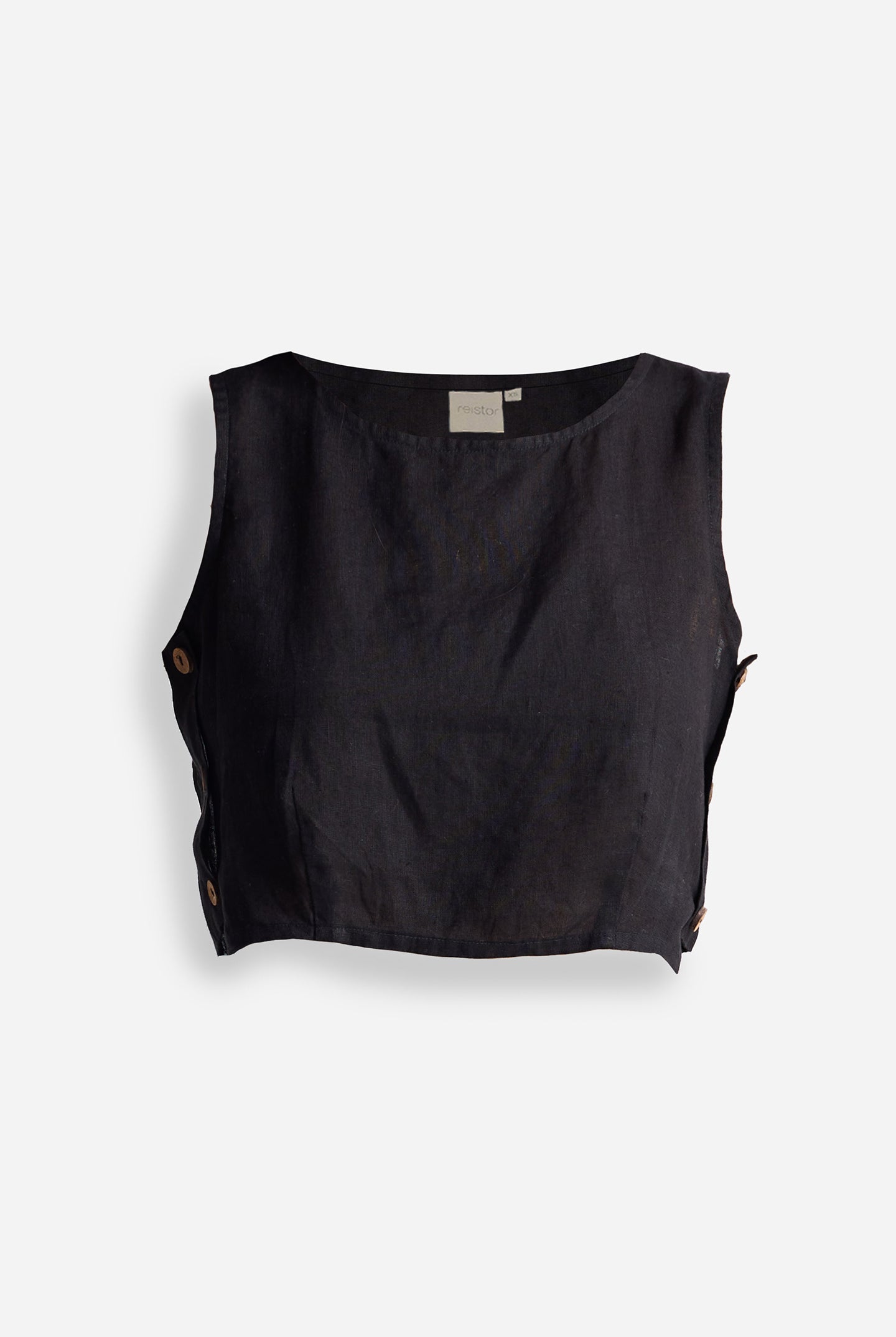 Boxy Crop Top in Black Flat Lay