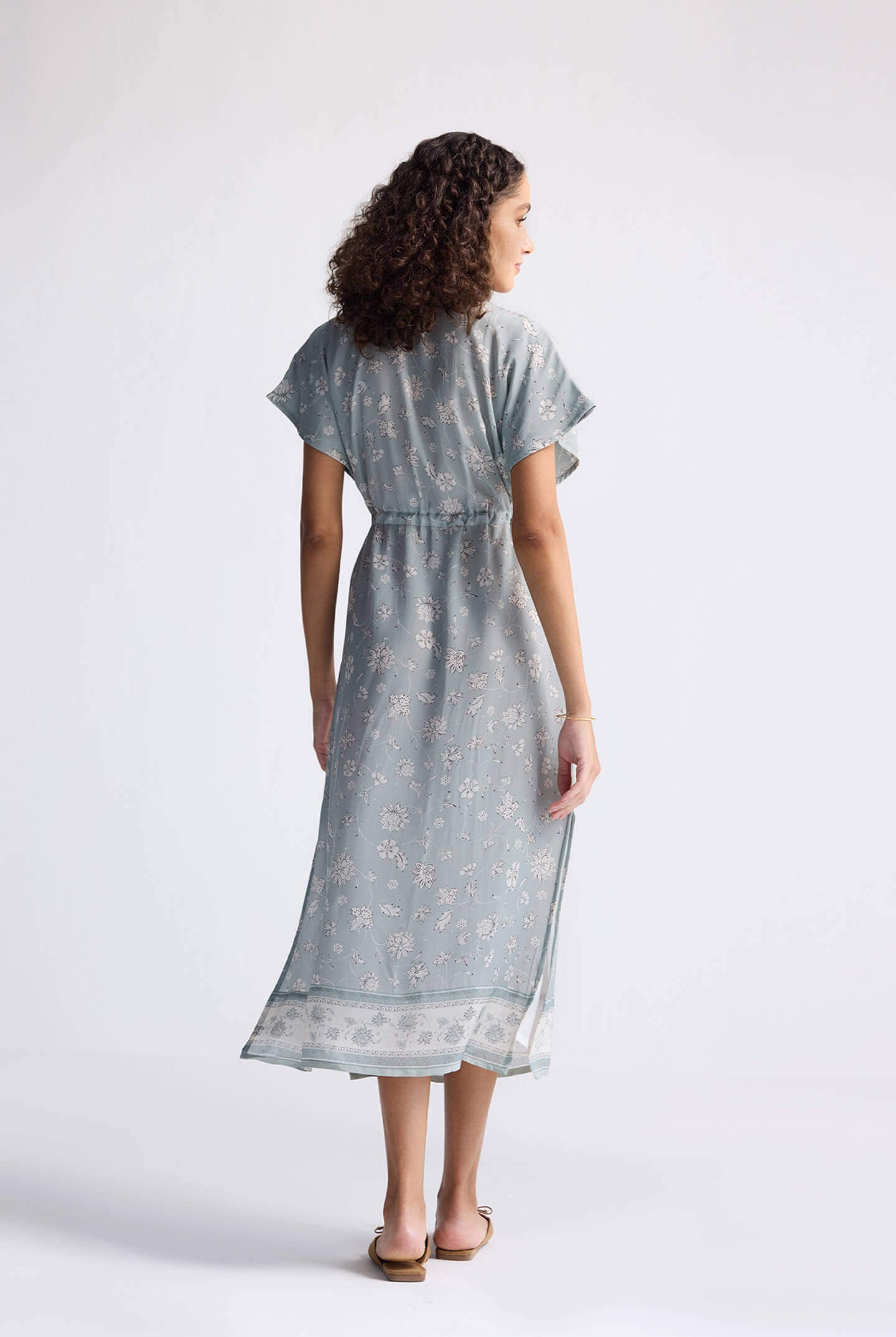 Gathered Maxi Dress in Sage Green Long Shot