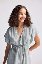 Gathered Maxi Dress in Sage Green Closeup