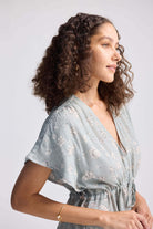 Gathered Maxi Dress in Sage Green Closeup