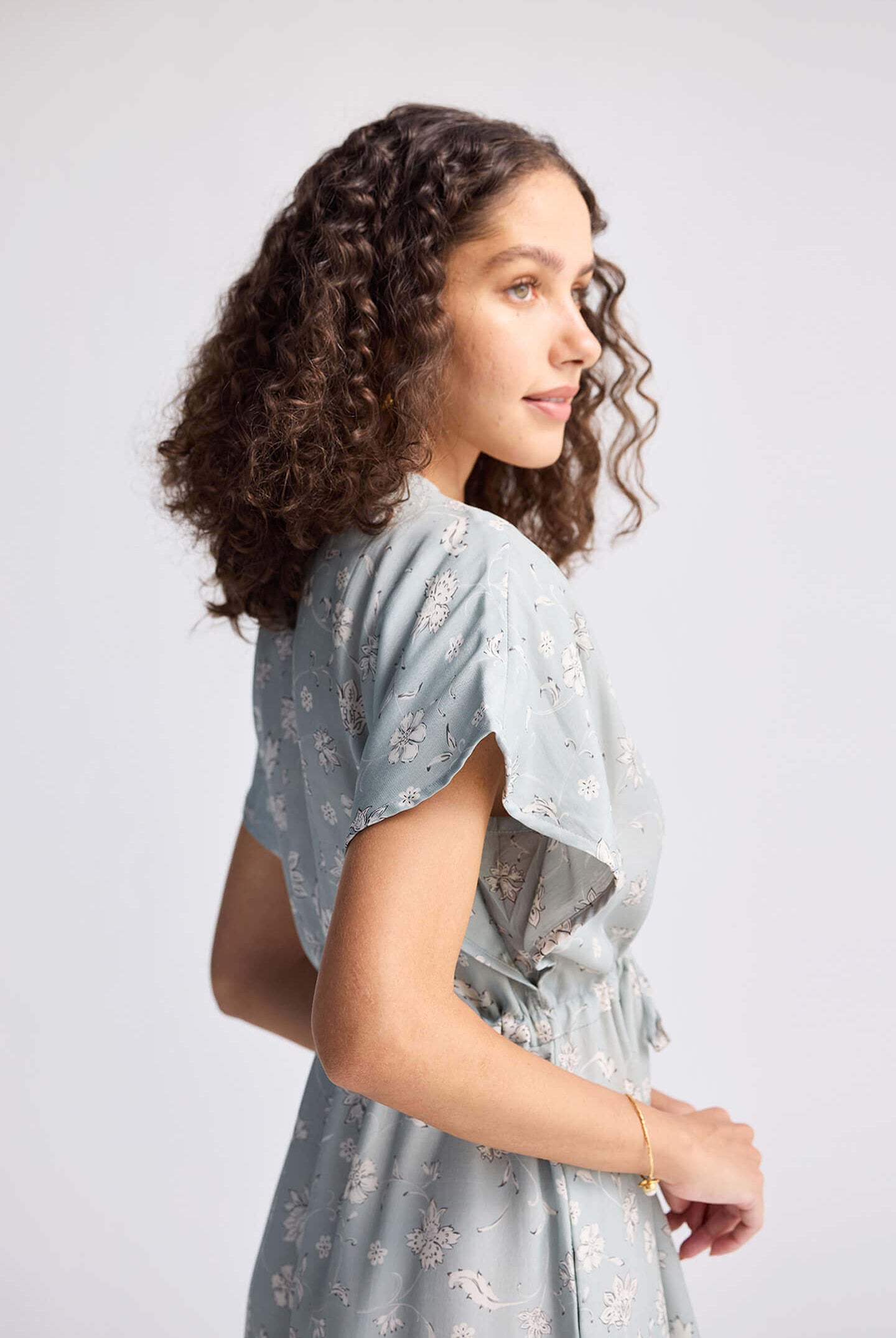 Gathered Maxi Dress in Sage Green Medium Shot