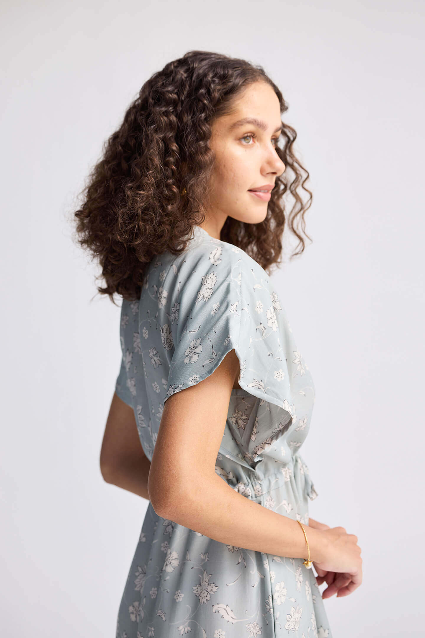 Gathered Maxi Dress in Sage Green Medium Shot