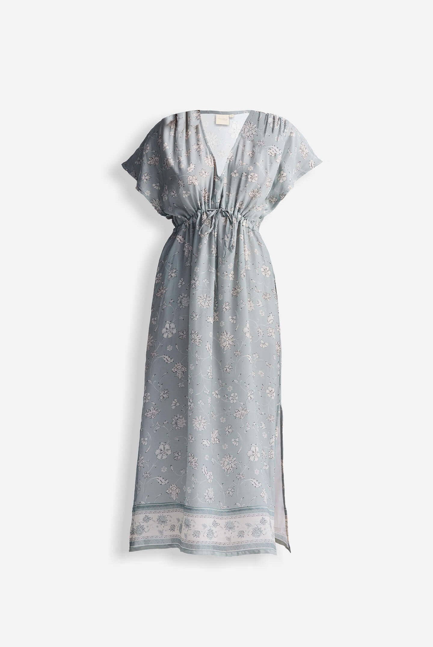 Gathered Maxi Dress in Sage Green Flat Lay