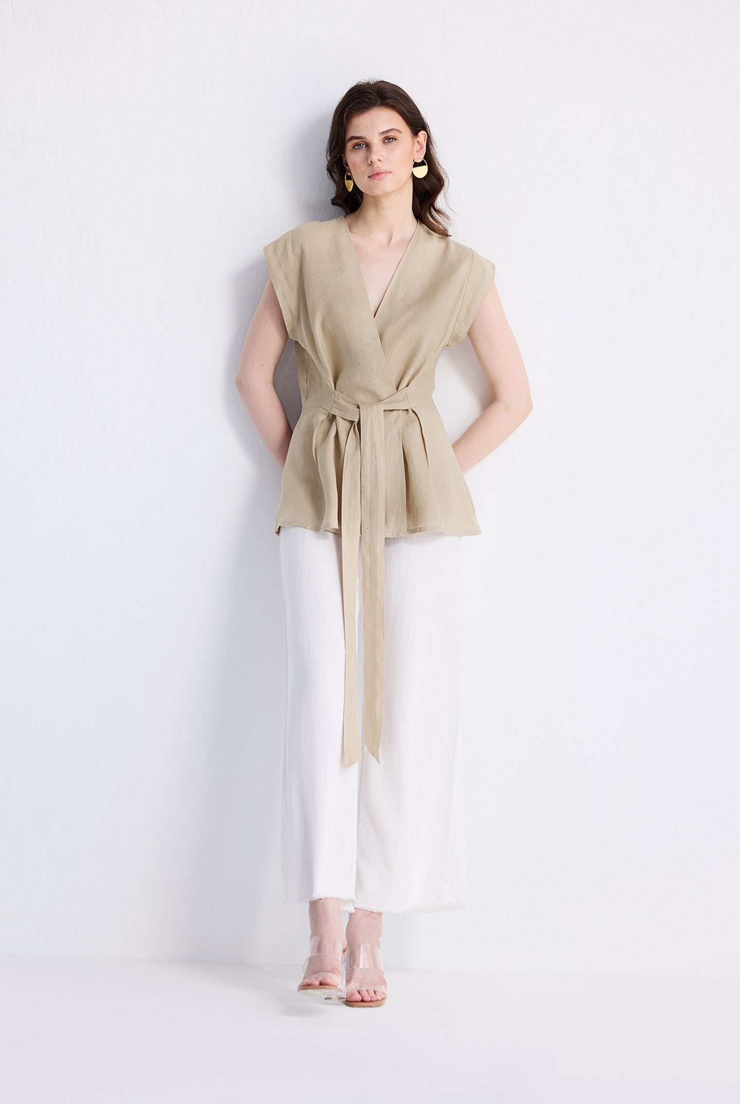 Power Moves Short Sleeve Top in Neutral Beige Long
