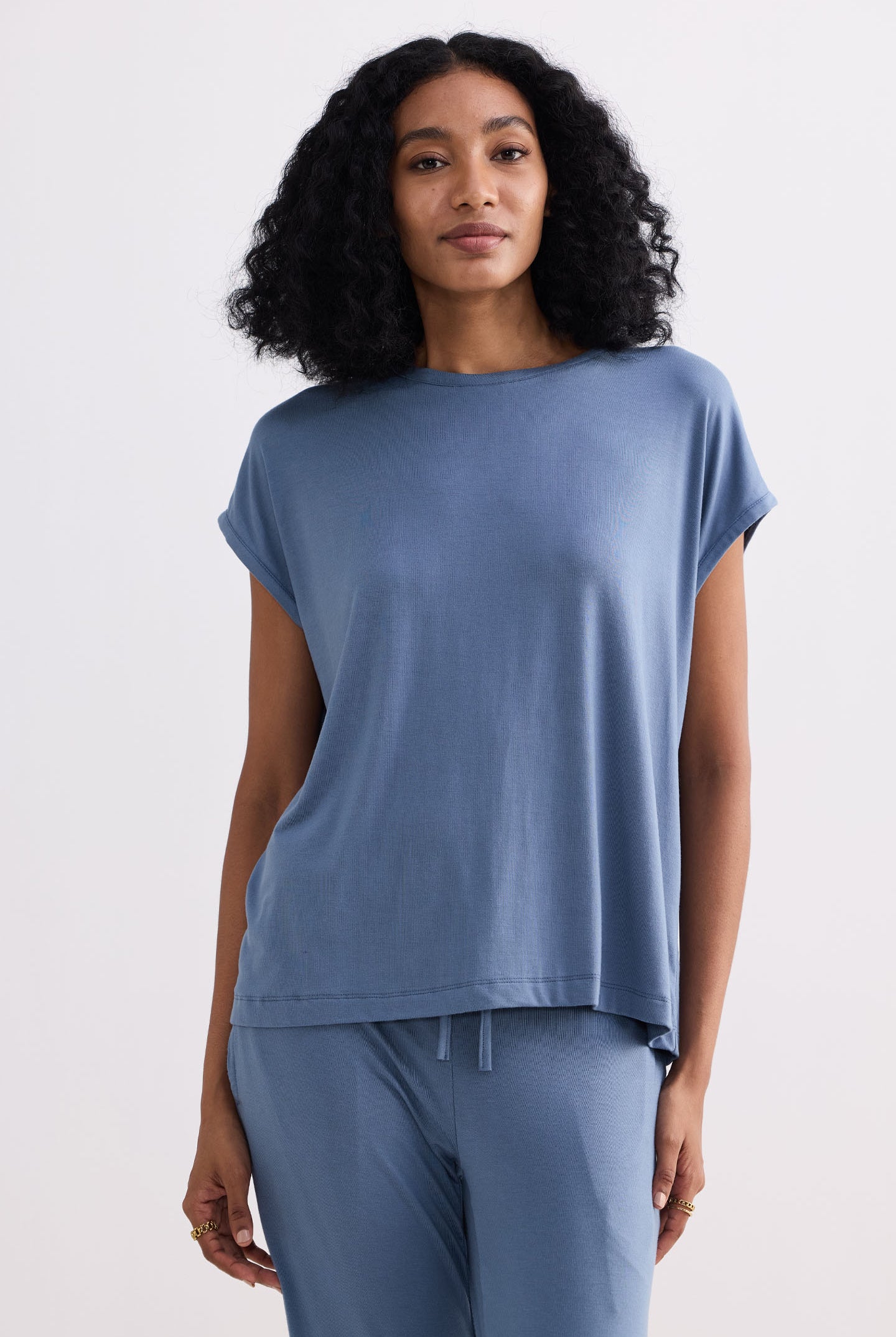 Relaxed Tee in Blue Closeup