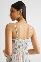 Ruched Strappy Maxi Dress Blue Florals