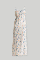 Ruched Strappy Maxi Dress Blue Florals