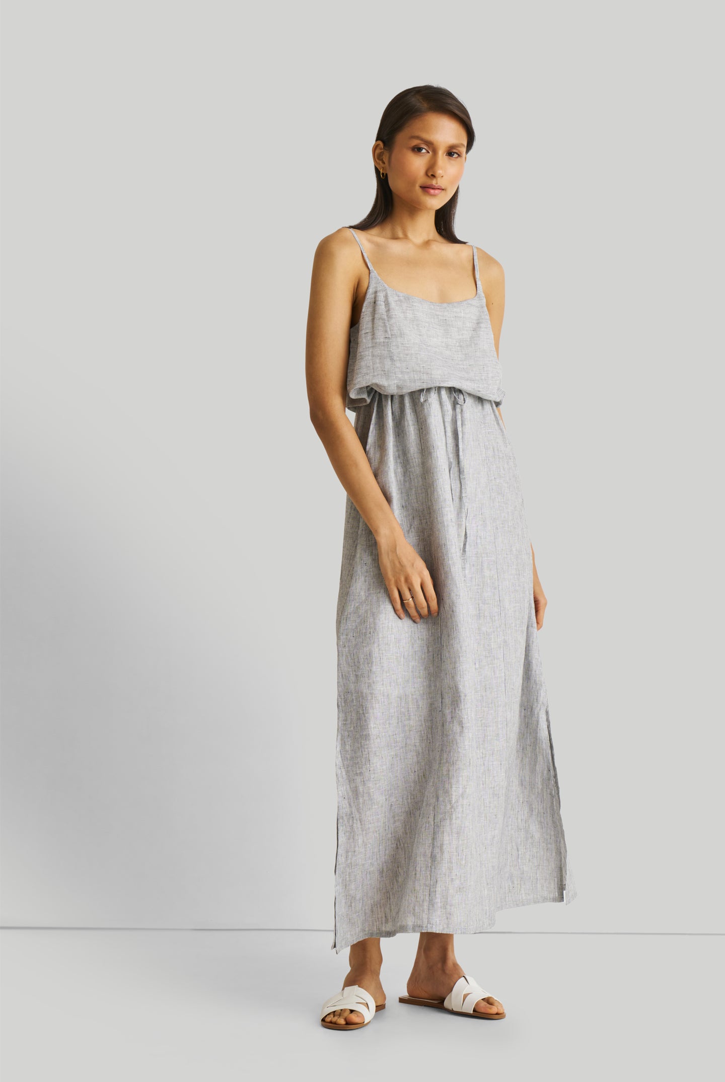 Shirt Dress with Balloon Sleeves in White