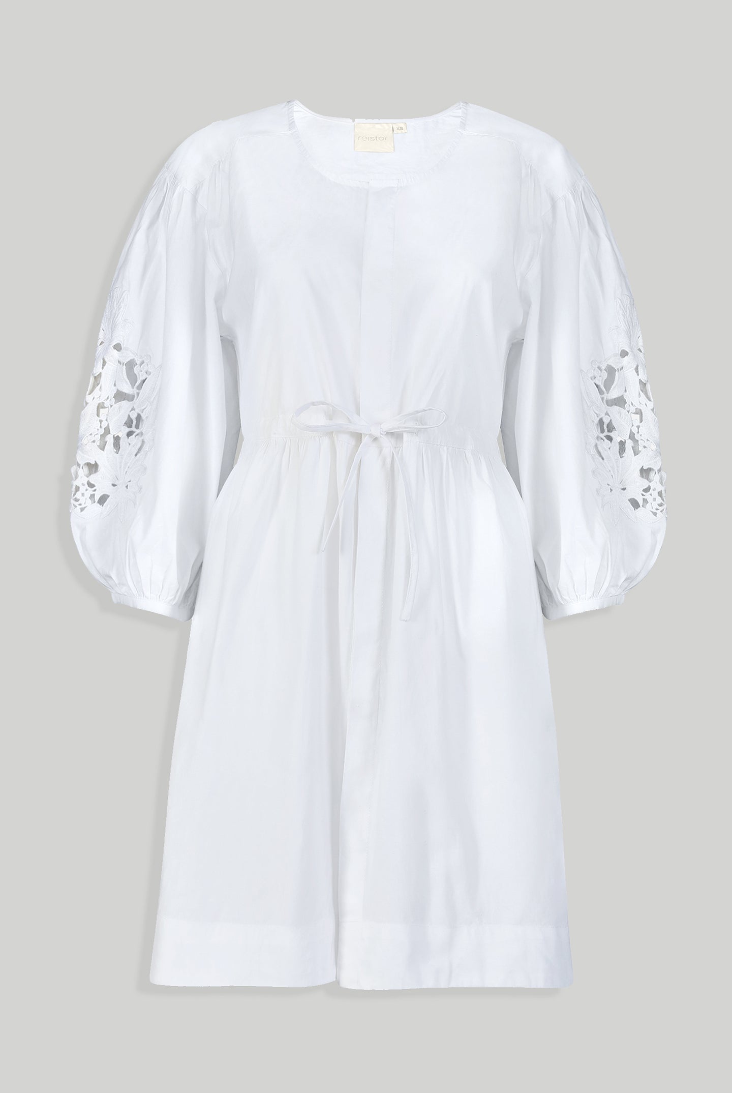 Shirt Dress with Balloon Sleeves in White