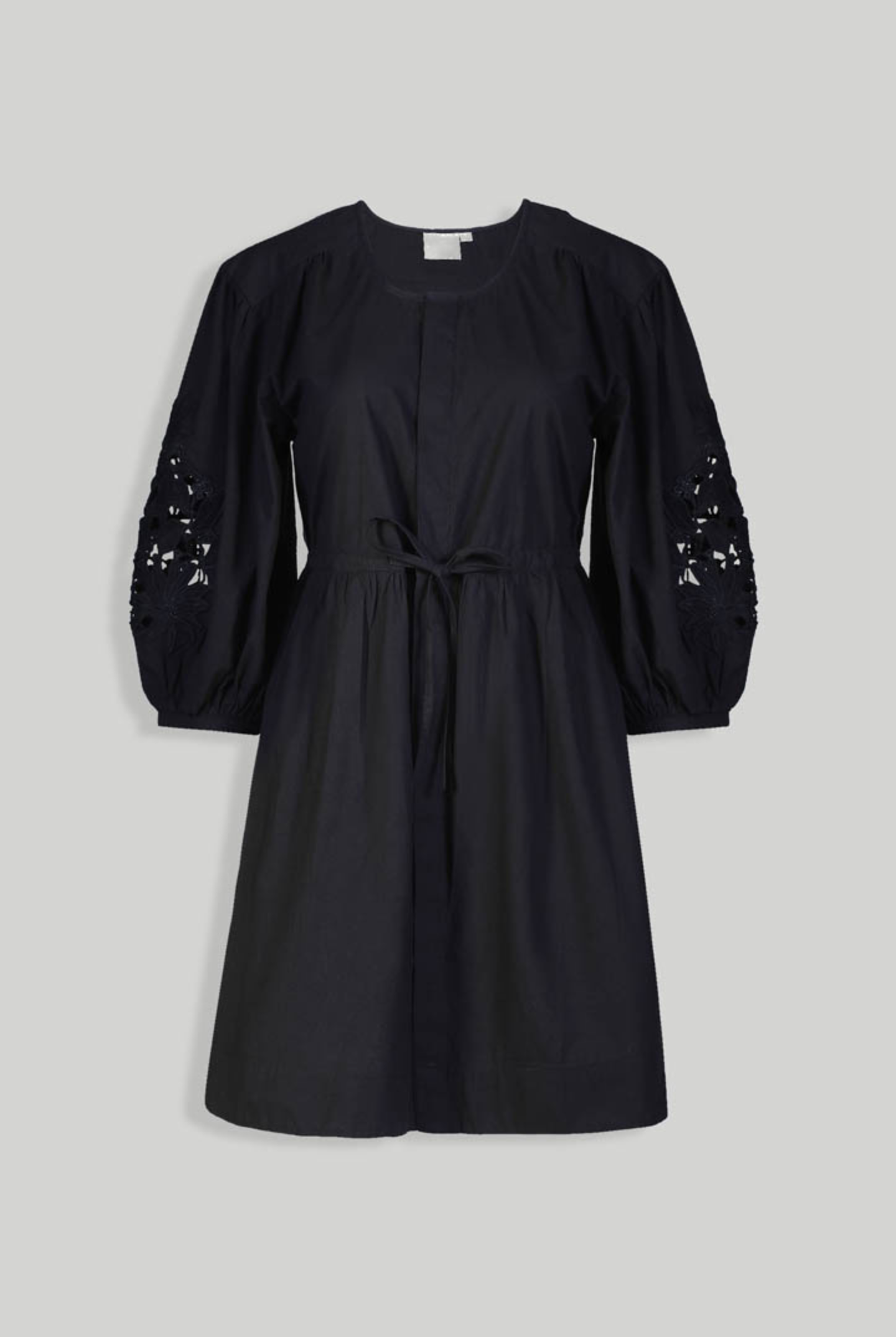 Shirt Dress with Balloon Sleeves in Black