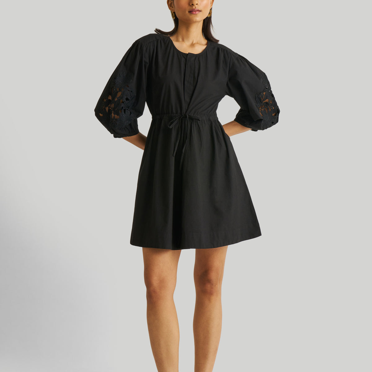 balloon shirt dress Shirt Dress with Balloon Sleeves in Black Reistor