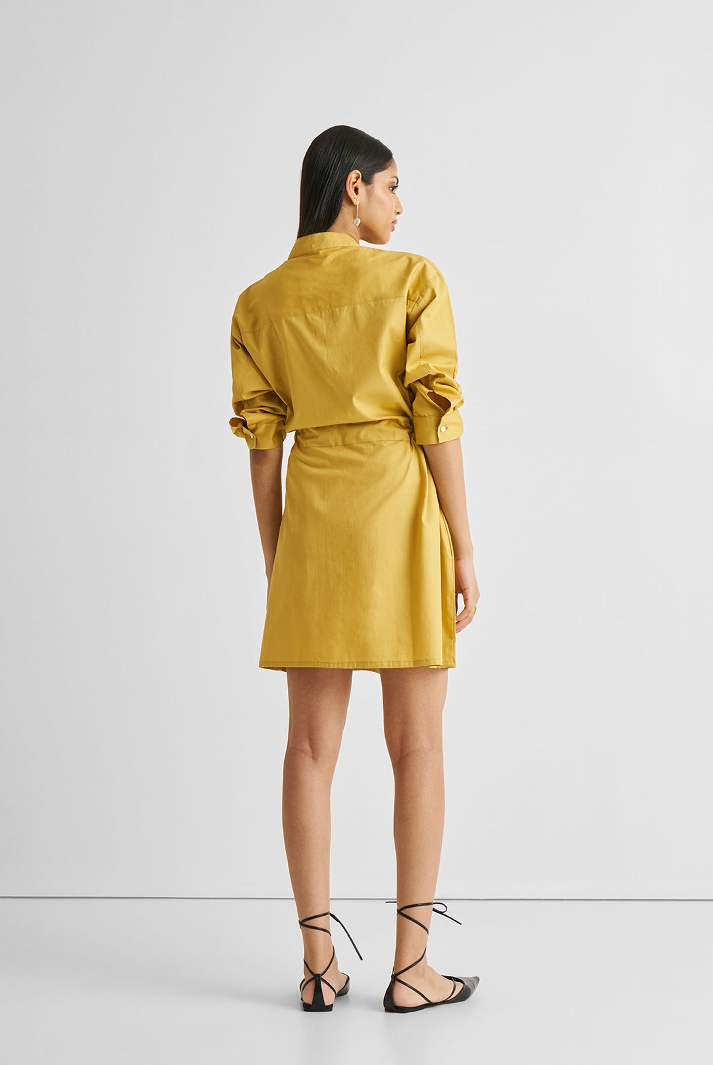 Short Tie Waist Dress in Tuscan Sun Long Shot